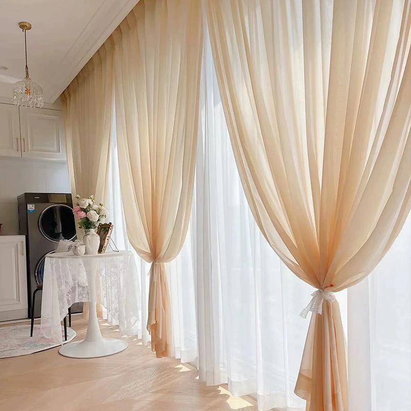 Горячий европейско-американский стиль многоцветный экран для эркерного окна современные шифоновые однотонные шторы для двери драпировка панель прозрачный белый синий тюль для гостиной