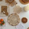 2/4Pcs Knitted Texture Lace Floral Coasters Vintage Round Woven Placemats  Coffee Table