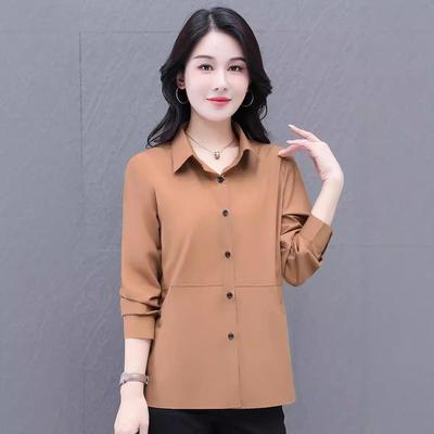 Осенняя свободная шифоновая рубашка с длинным рукавом 2024 года для женщин среднего возраста