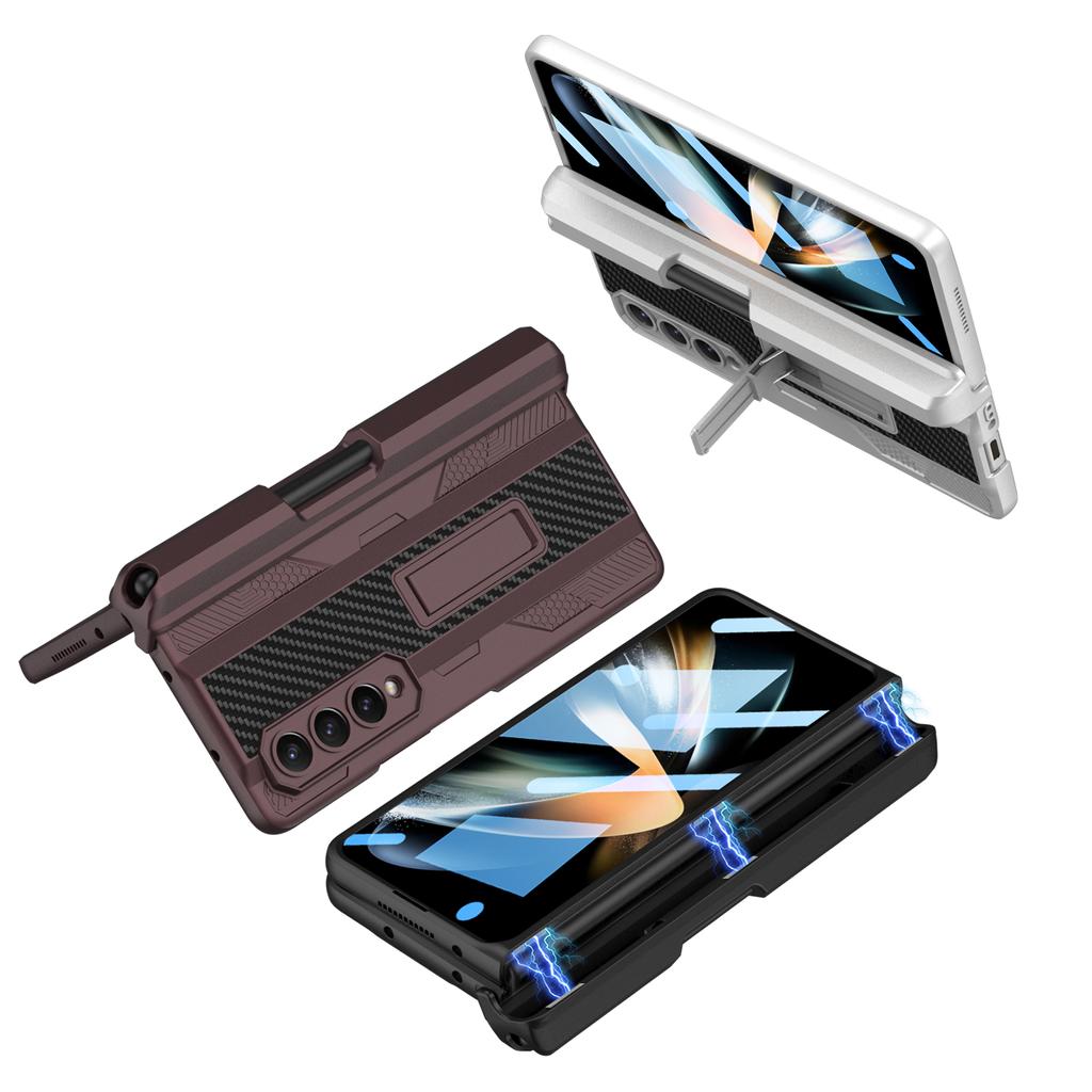 Anti -Falling Full Protection Glass Film Case For Samsung Galaxy Z Fold 4 5g Fold4 Fold3 Fold 3 Zfold4 Kickstand Cover Coque