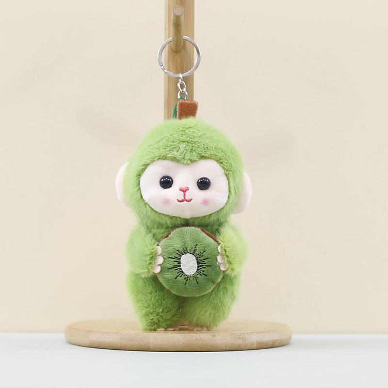 Adorable Plush Fruit Monkey Keychain Cute Cartoon Monkey Doll Accessory For Bags