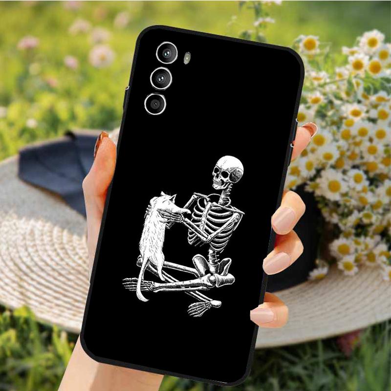Skeleton Cat Phone Case For Motorola Edge 50 40 Pro 50 40 30 Ultra Neo Fusion Moto G84 G54 G85 G62 G53 G72 Funda