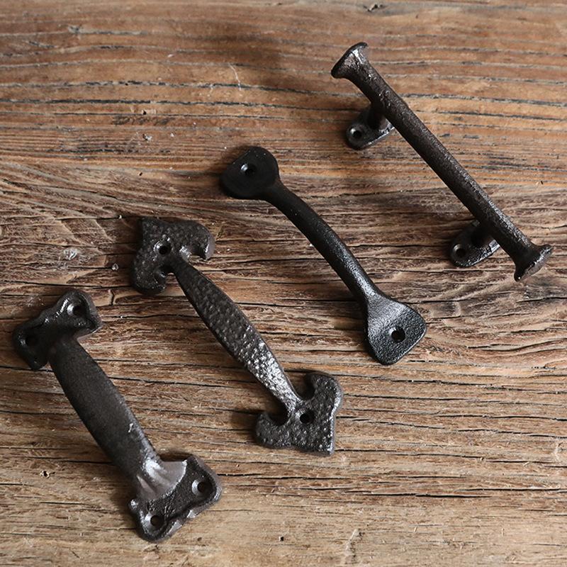 Vintage Cast Iron Door Handle Wall Decoration Simple Handle Old Bungalow Wardrobe Cabinet Door Handle Accessories