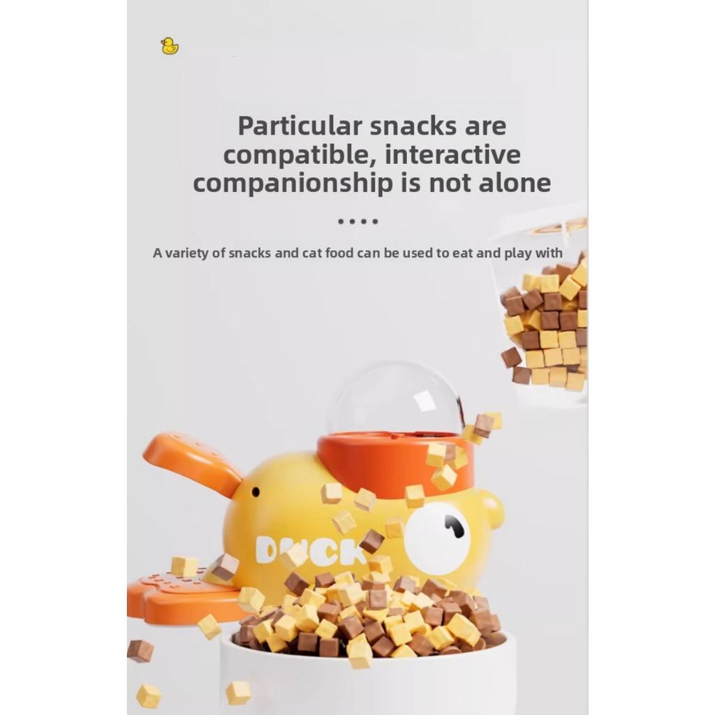 Интерактивная игрушка-дозатор лакомств для собак и кошек, тип с нажатием, кормушка-пазл для медленного поедания, в форме утки, способствует здоровому питанию и интеллектуальному развитию