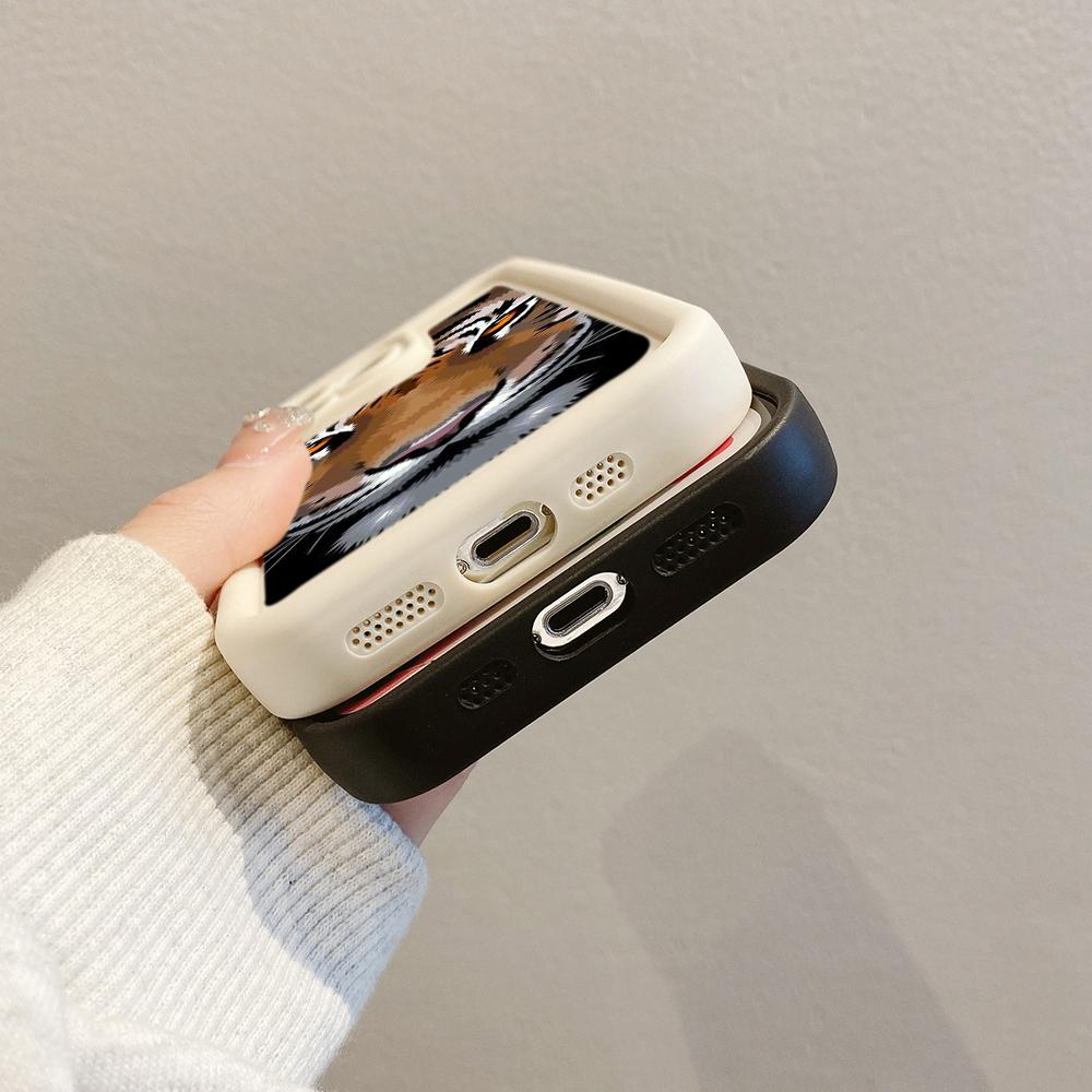 LZ30 Tiger Lion Cat Silicone Phone Case for iPhone 11 13 14 15 16 Pro Max 7 8 16 Plus 12 Mini XS Max XR Shockproof Back Cover