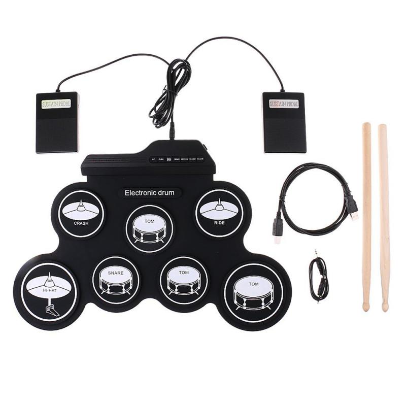 Folding Silicone Hand Roll Usb Electronic Drum Portable Practice Drums Pad Kit With Drumsticks