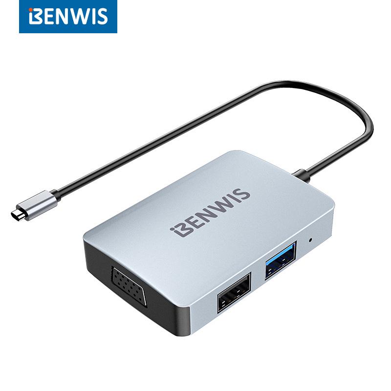 USB-C хаб BENWIS 5-в-1: Док-станция и конвертер-удлинитель для компьютера.