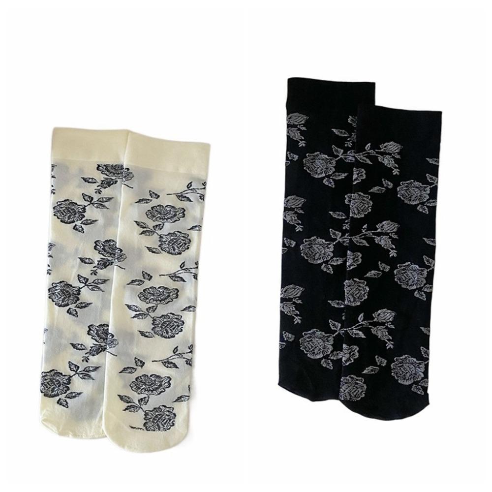 2 пары Уличная одежда Ретро Розовые чулки Лолита JK Гольфы средней длины Длинные носки Сладкие цветочные чулки Лето
