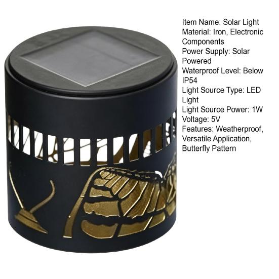 Solar Wall Light, Metal Butterfly Solar Light, Butterfly Pattern Projection Lamp, Outdoor Waterproof Fence Light for Yard Patio Garden Backyard Post