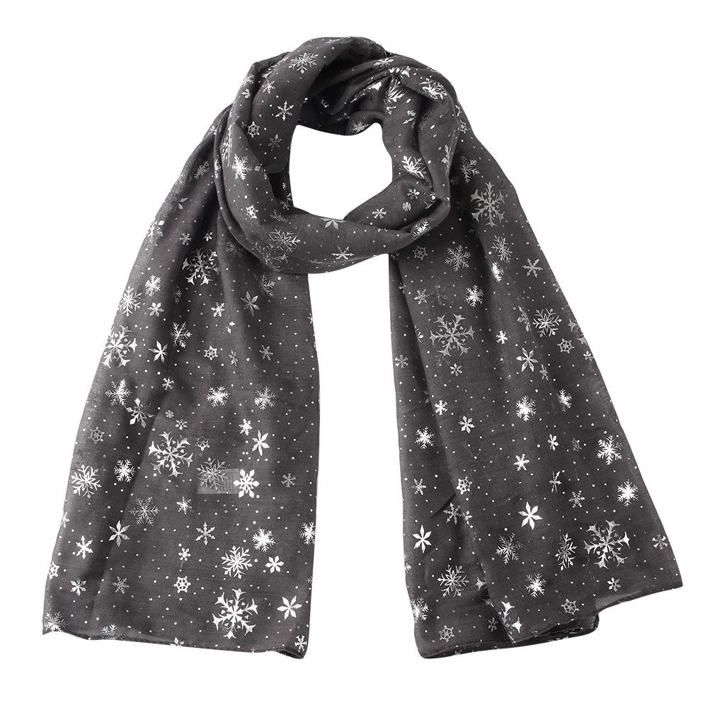 Women Printing Silk Scarf New Autumn Winter Retro Christmas Gift Snowflake Silver Polka Lady Print Casual Voile Shawls Wraps Scarf