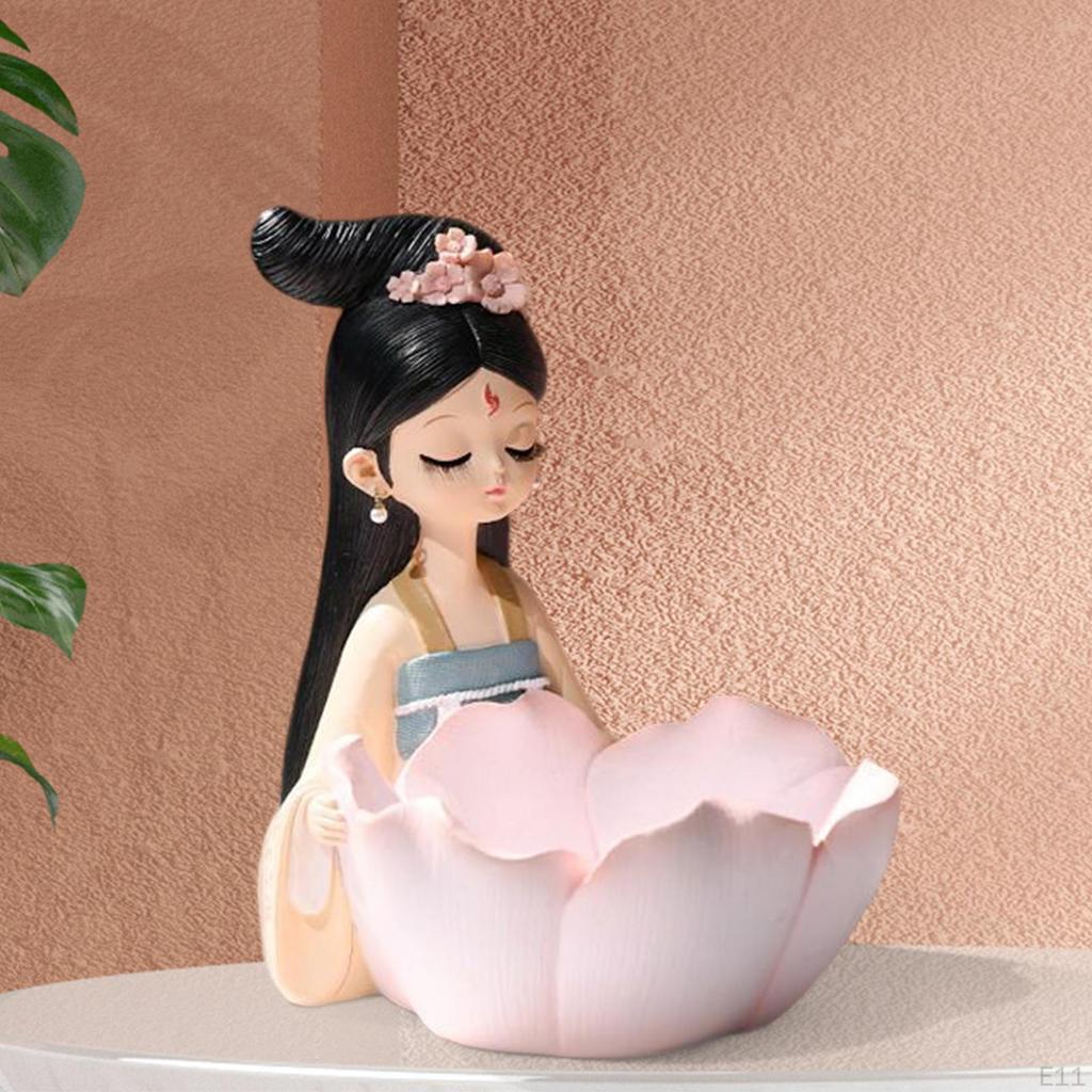 Статуэтка китайской девушки, декоративная входная ключница, полимерный материал, художественная статуя для хранения ювелирных изделий