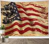Гобелен с флагом США Акварель Винтажные звезды Красные полосы Настенный гобелен Дерево Лес Западный Флаг США Эстетичные гобелены