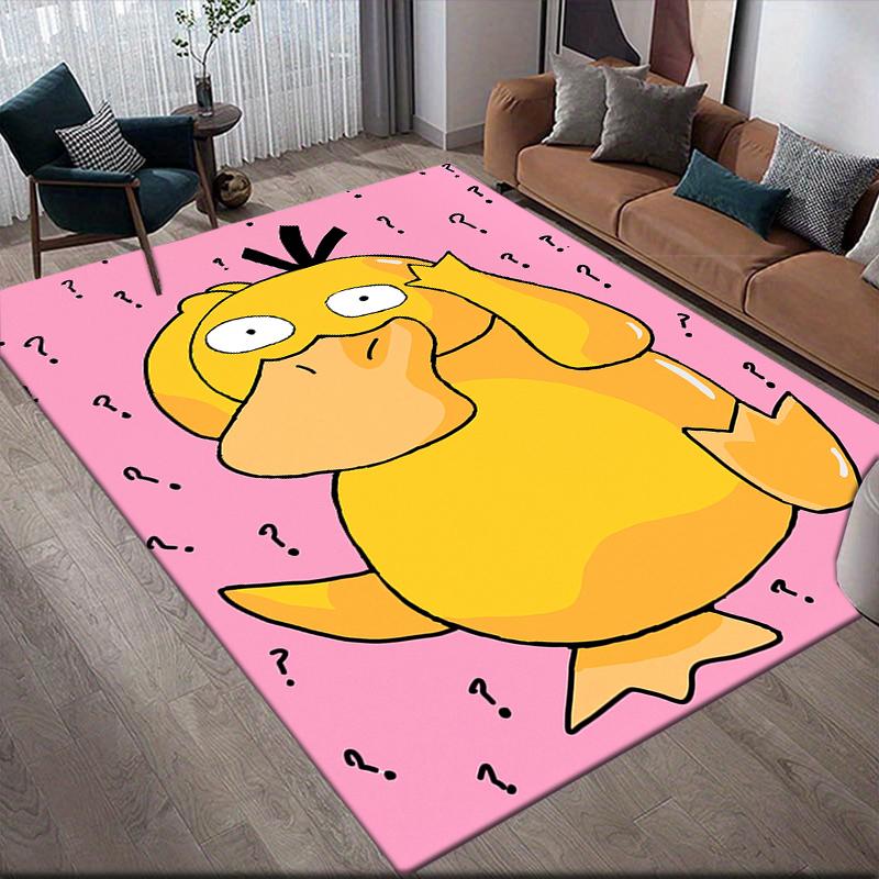 Psyduck Pokemon Square Area Rug, Non-Slip Floor Mat for Living Room, Perfect Gift for Pokemon Fans.chl
