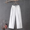Women's High-Waisted Slim and Versatile Wide-Leg Cotton Linen Pants - Loose Fit, Large Size, Nine-Point Casual Style