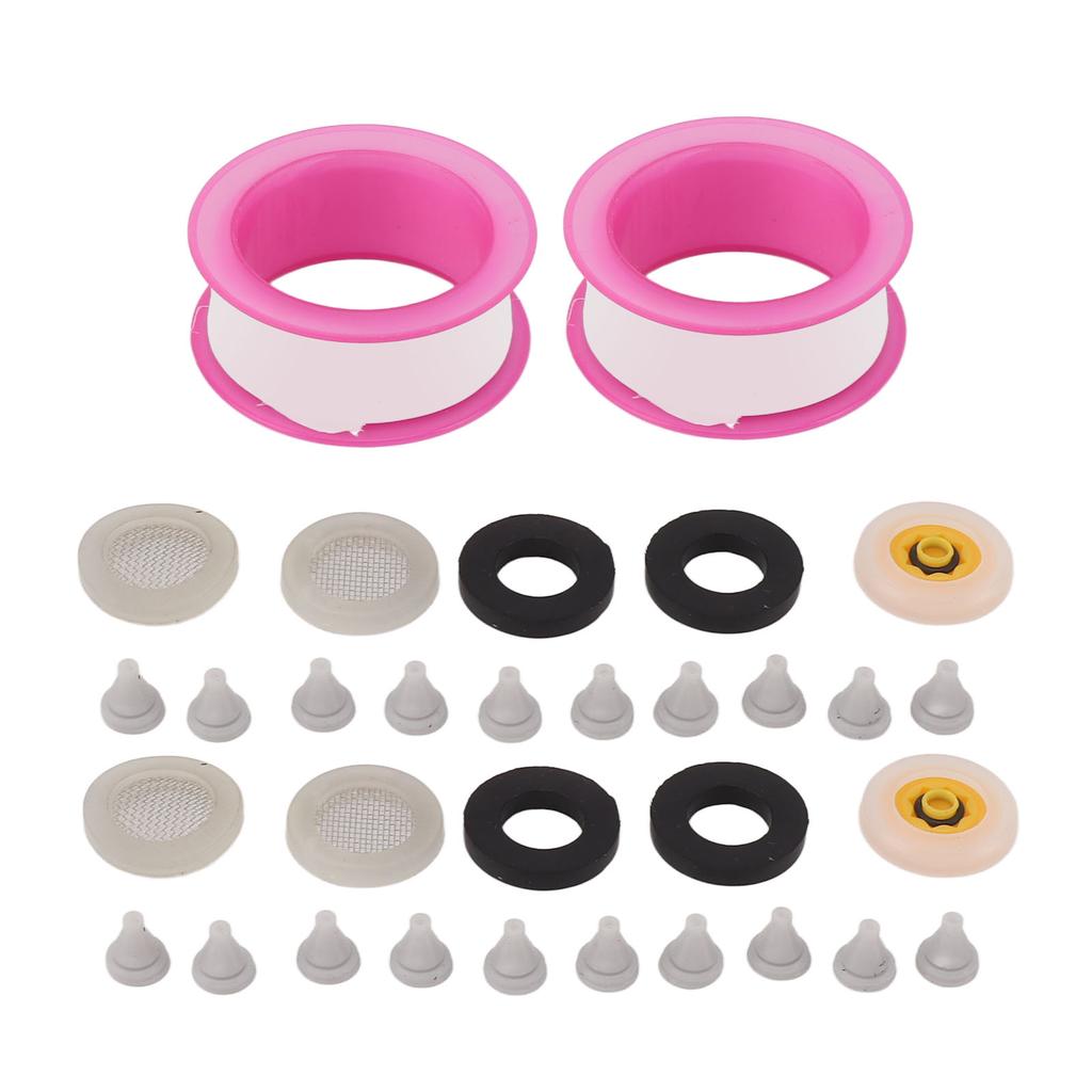 2 Комплекта Силиконовых Насадок для Душа с Резиновой Прокладкой, Сеткой, Ограничителем Потока, Комплект Тефлоновой Ленты
