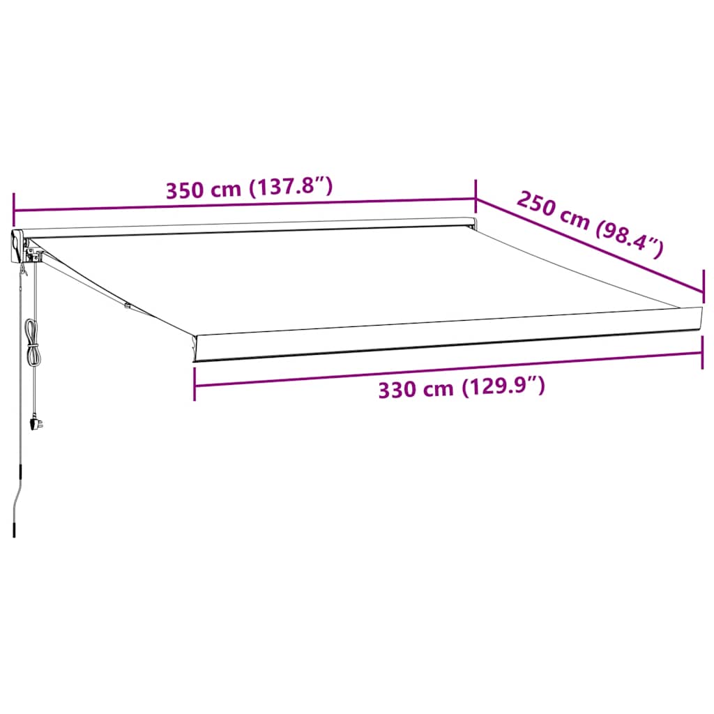 Retractable Awning Anthracite & White 3.5x2.5 m Fabric & Aluminum