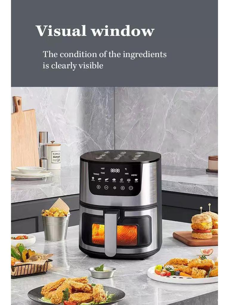 Cross-Border 7L Air Fryer: Oil-Free, Low-Fat, Touchscreen, All-in-One Oven with Visible Window.