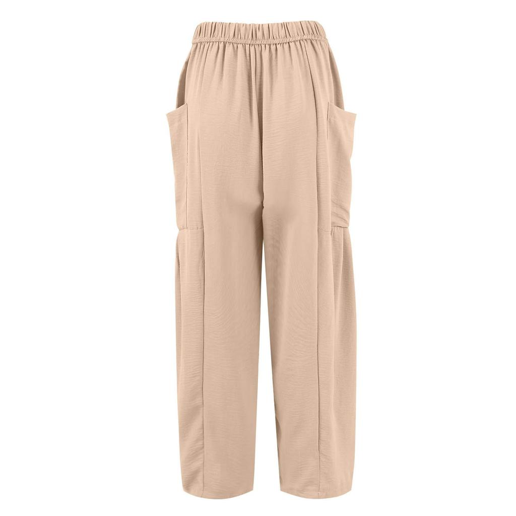 Женские широкие льняные брюки больших размеров со средней талией, летние мешковатые брюки