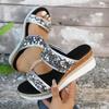 Fashion Sequined Cloth Platform Slippers Women Summer Outdoor Fashion Bling Wedges Sandals Ladies Thick Bottom Non-Slip Shiny Slides
