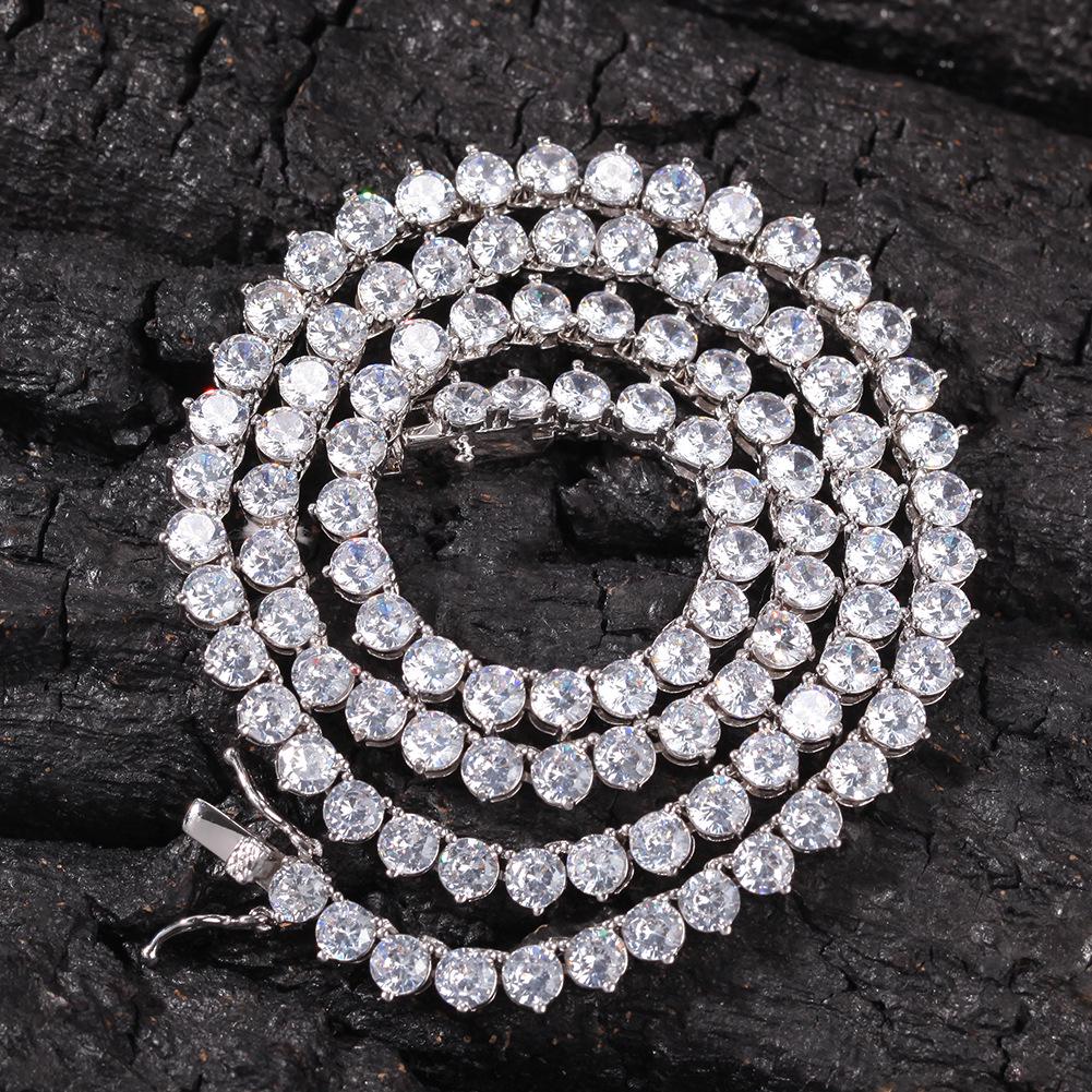 High-End Zirconia Diamond-Studded Tennis Chain Necklace - European & American Hip Hop Style
