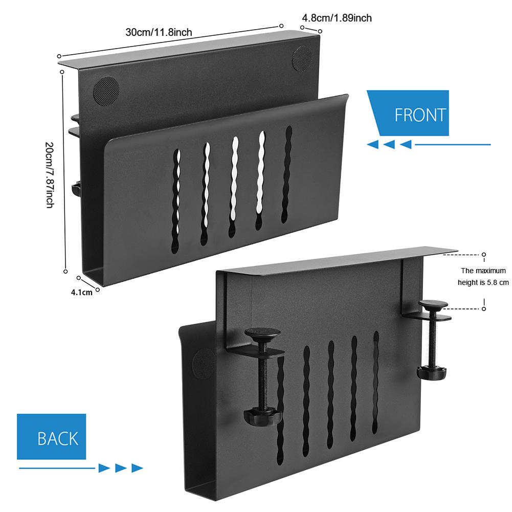Desk Side Storage Organizer No Drill Clamp On Desk Shelf Laptop Desk Mount for Office Supplies & Studio Essentials