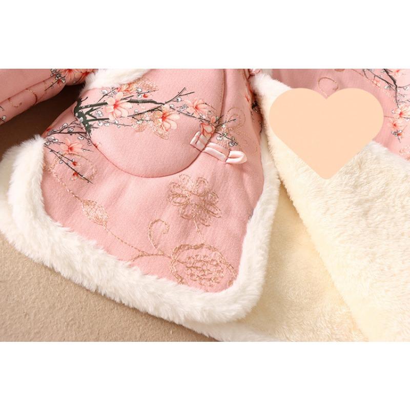 2025 Autumn Winter New Chinese Style Fashion Women Plush Cotton Coat Standing Neck Pan Button Coat Female Warm Jacket