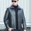 Men's New Jacket Leather Down Jacket White Duck Down Filling Casual Winter Sheepskin Solid Color Lapel Thick Coat