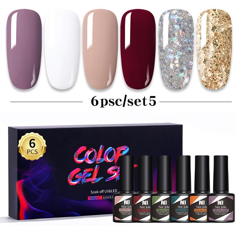 Набор клея для лака для ногтей 8 мл 6 бутылочек в коробке клей для дизайна ногтей Barbie японский цветной клей для ногтей клей для фототерапии