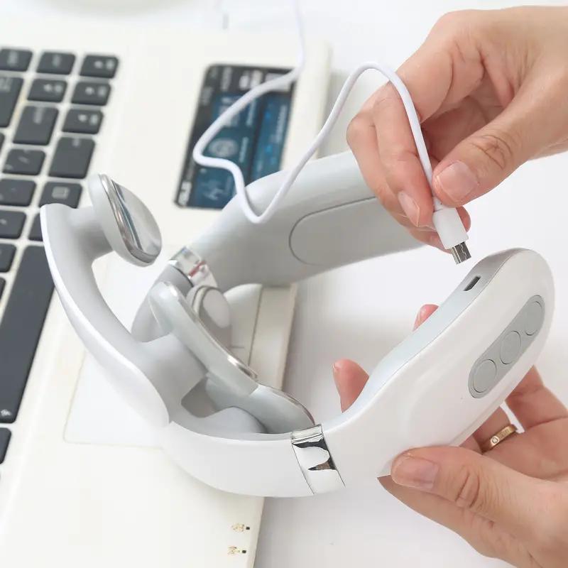 Портативный 4D Электрический Массажер для Шеи и Плеч USB Перезаряжаемый Нагрев Горячее Прессование Магнитный Пульс Инструмент для Массажа Шеи