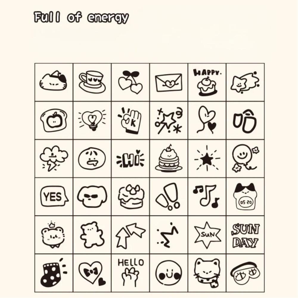 36pcs Set Acrylic Box Wood Stamps Set Daily Life Themed Mini Wooden Stamps Scrapbooking Decor