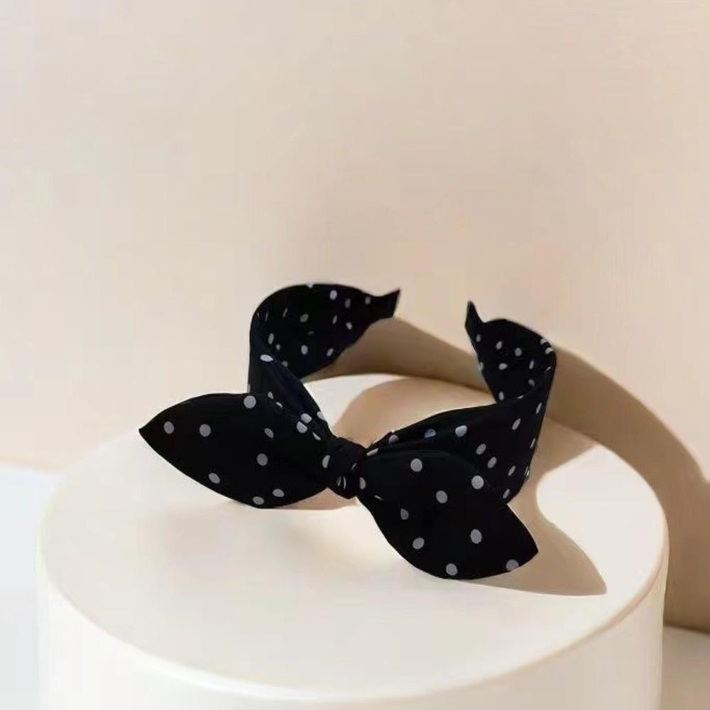 Knotted Polka Dot Headband Non-slip Rabbit Ear Hairband Women's Bow Hair Hoop  Daily Use