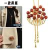 Suijue Pearl Sweater Chain Two Wear Crystal Flower Long Necklace Titanium Steel National Style Two Wear Function