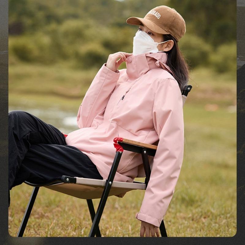 Women's 3 In 1 Hooded Waterproof Coat Winter Ski Hiking Rain Jacket Softshell Fleece Lined Raincoat Windbreaker