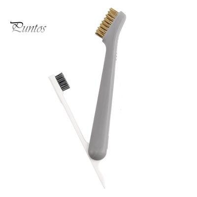 Щетка для чистки из нержавеющей стали 3 в 1, пластиковая щетка с медным покрытием и 3 головками, удаляет масляные пятна, чистящий скребок, кухонный инструмент