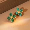 Винтажные зеленые серьги-цветы для женщин корейские винтажные циркониевые бохо свадебные серьги-пусеты pendientes