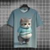 Смешная футболка с толстым котом Детские 3D-печатные футболки с животными Детские повседневные свободные футболки с коротким рукавом Большие размеры Летние уличные футболки