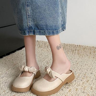 Баотоу полутапочки женская верхняя одежда весна-лето 2024 новый французский вечерний бриз с юбкой универсальный бант сандалии на плоской подошве