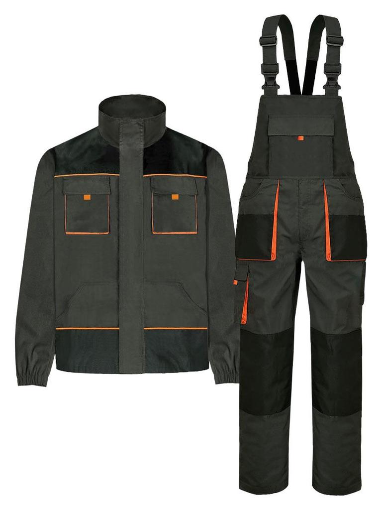 Men's Multi-Pocket Workwear Set: Wear-Resistant, Automotive Repair Jumpsuit with Logo