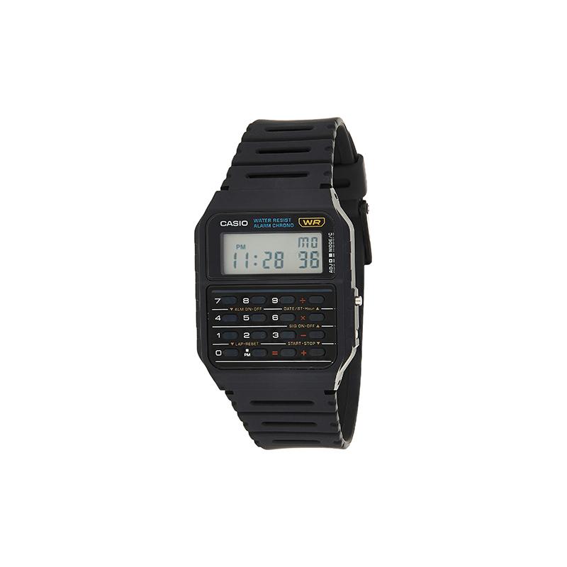 Casio VINTAGE серия-квадратный DATE BANK ретро калькулятор многофункциональные водонепроницаемые ручные кварцевые мужские часы черный циферблат CA53W-1-гонконг