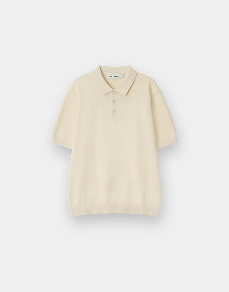 GIORDANO Стильный вязаный джемпер поло с коротким рукавом из хлопка, пригодный для стирки (12Гг) 056510 [8Цветов]