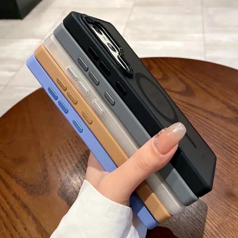Luxury Shockproof Bumper Matte Clear Case for Samsung Galaxy S25 S24 S23 Ultra Plus S24FE Magnetic Wireless Charge Cover