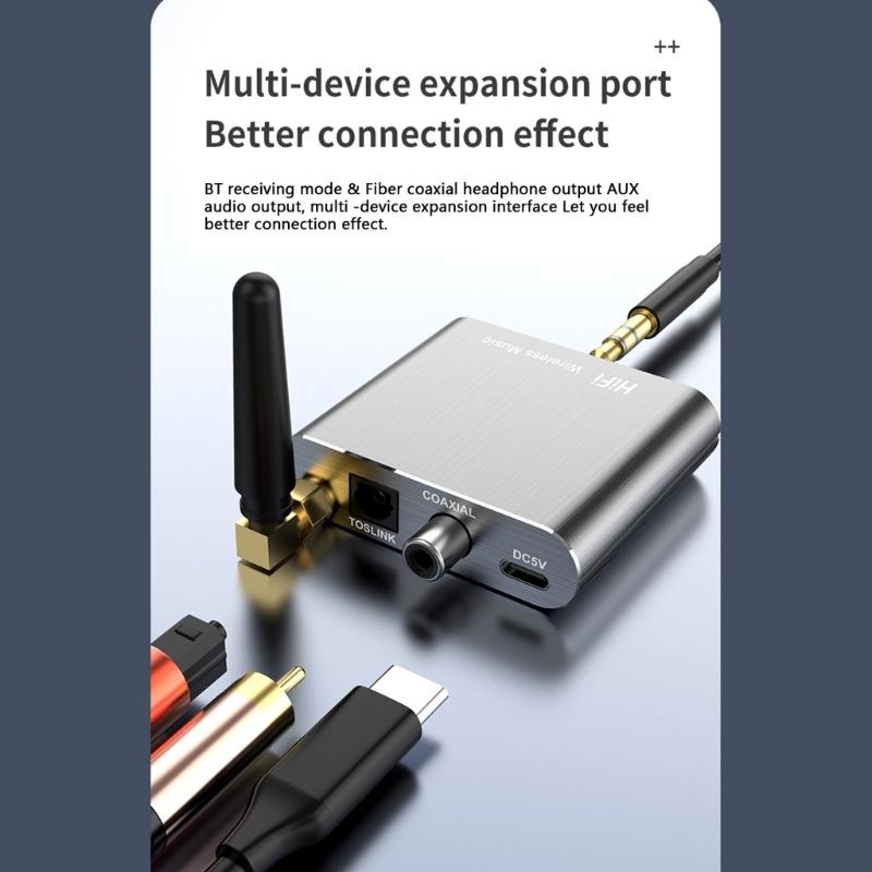 D300 Alloy Wireless Audio Adapter Bluetooth-compatible5.2 Audio Receiver Support Coaxial/Aux Audio /Optical Fiber Output