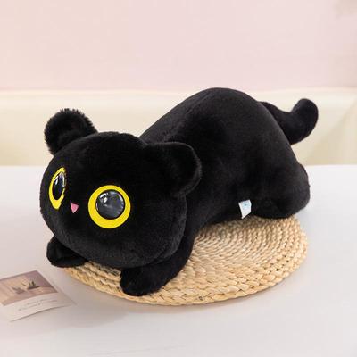 Популярная милая плюшевая игрушка черный кот: Мягкая игрушка котенок, спящая кукла-подушка в подарок на день рождения ребенка