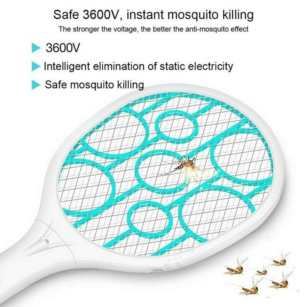 USB Rechargeable Electric Fly Pat Household Insect Racket Killer Swatter Bug Mosquito Handheld Racket