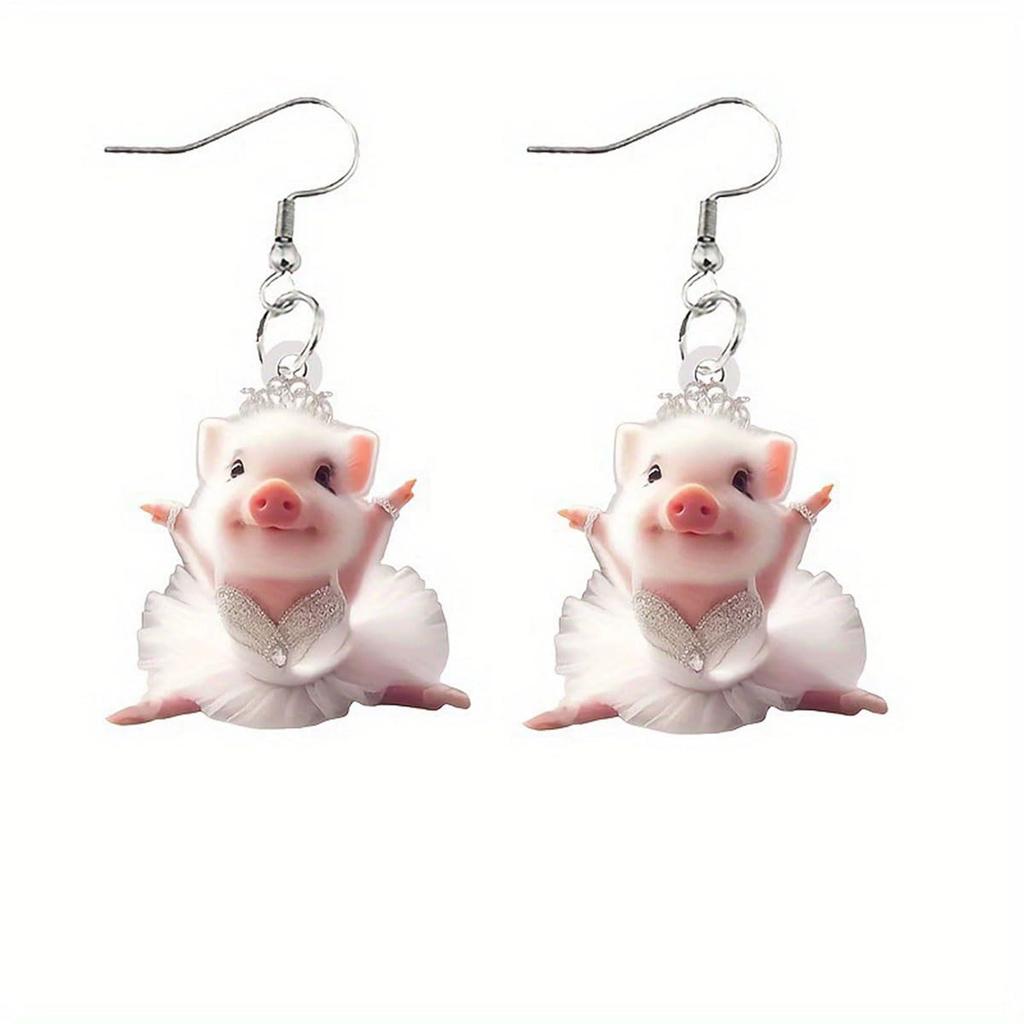 Милые серьги в виде свиньи, оригинальные акриловые серьги-статуэтки свиньи, серьги-подвески в виде животных, женские украшения