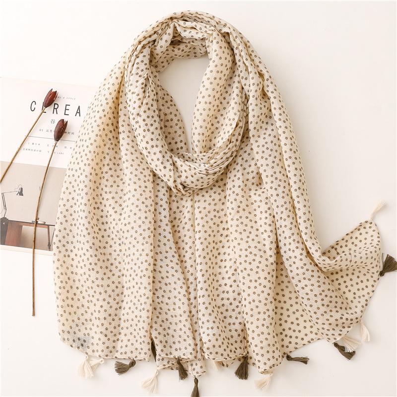 Women Autumn Tassel Shawl Luxury Brand Lovely Garden Floral Viscose Scarf High Quality Pashminas Wrap Muslim Snood 180*90Cm