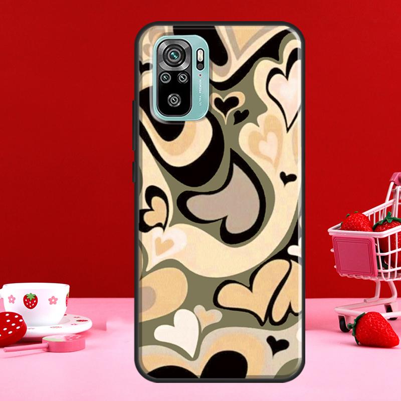 Коричневый Фиолетовые Сердца С Вихревым Узором Чехол Для Xiaomi Redmi Note 11 Pro Note 10 9 8 Pro 11S 9S 10S Чехол Для Redmi 10 9 9A 9C 9T