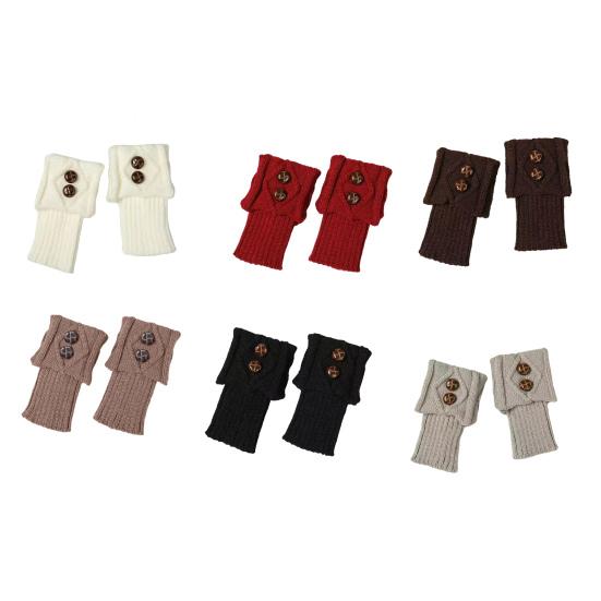 Women Leg Warmers Knitted Gaiters with Buttons Warm Boot Cuff Sock Girl Short Boot Cuffs for Autumn Winter Daily Outings Street Dating