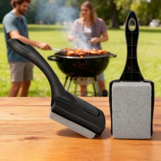 Кирпич для чистки гриля с ручкой-скребком Сверхмощный пемзовый камень Нагар Средство для чистки решетки Инструмент для кухни
