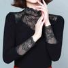 Lace Bottoming Shirt All-match Small Lace Pullover Fashion Thin Women's Black Inner Stretch Top In Spring Summer